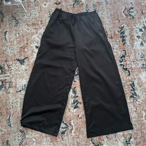 Black Wide-Leg Drawstring Pants